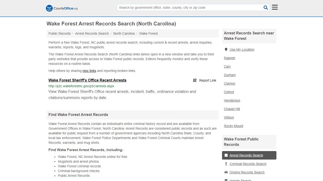 Arrest Records Search - Wake Forest, NC (Arrests & Mugshots)